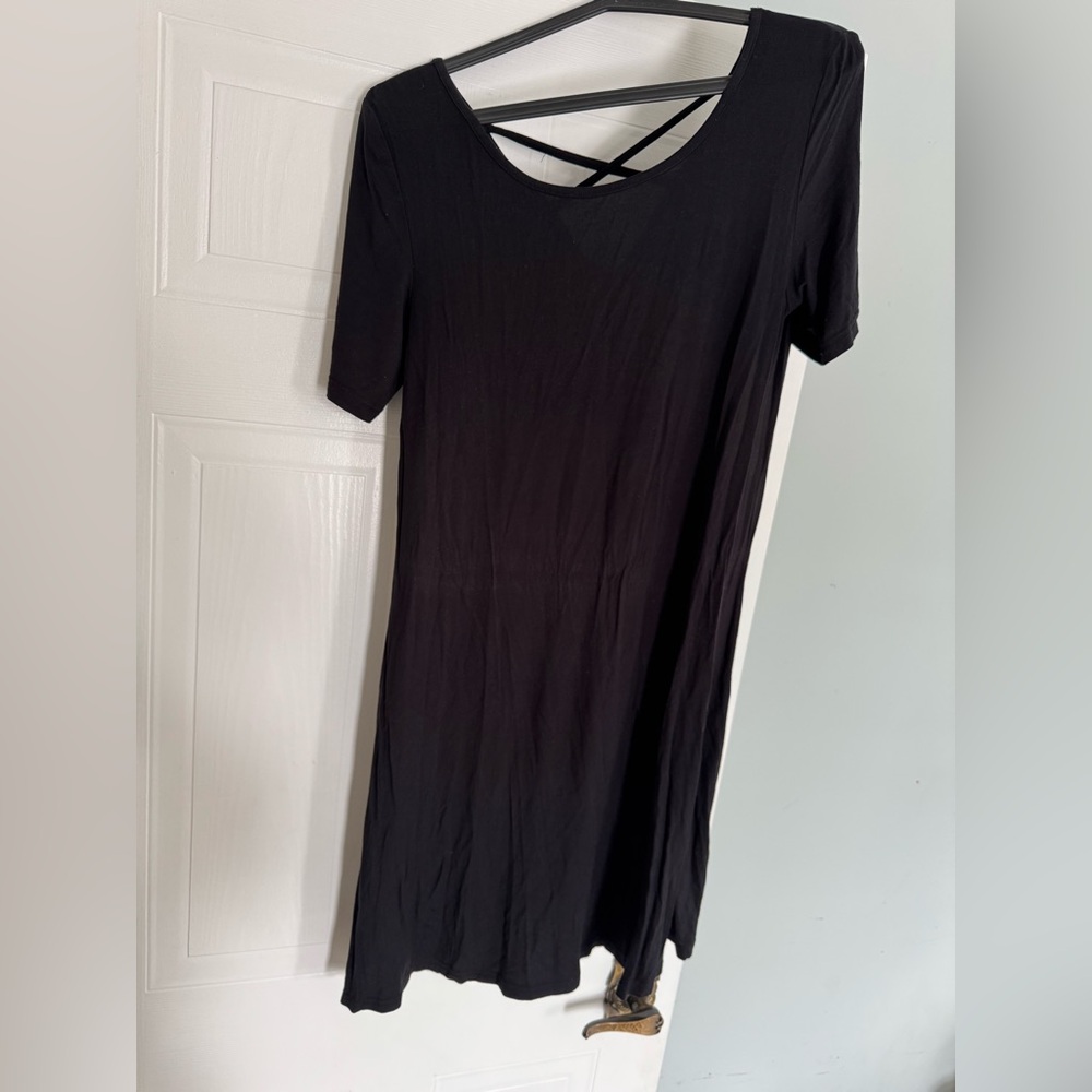 Reitmans Black Mini Dress with Cross Back
